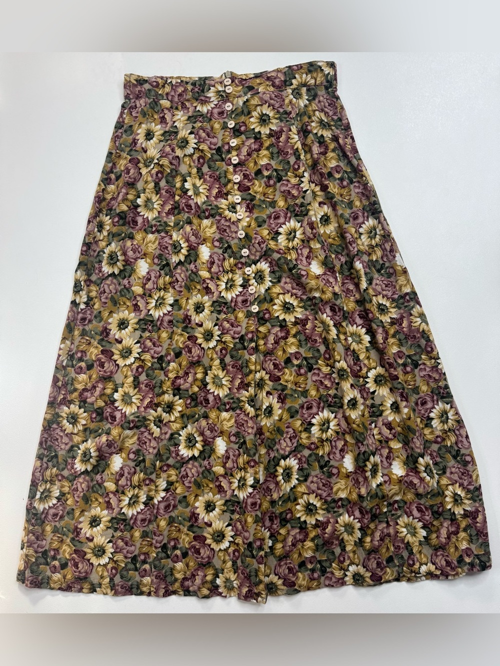 Express Floral 90’s VTG Button-Front High Waist Midi Skirt Small